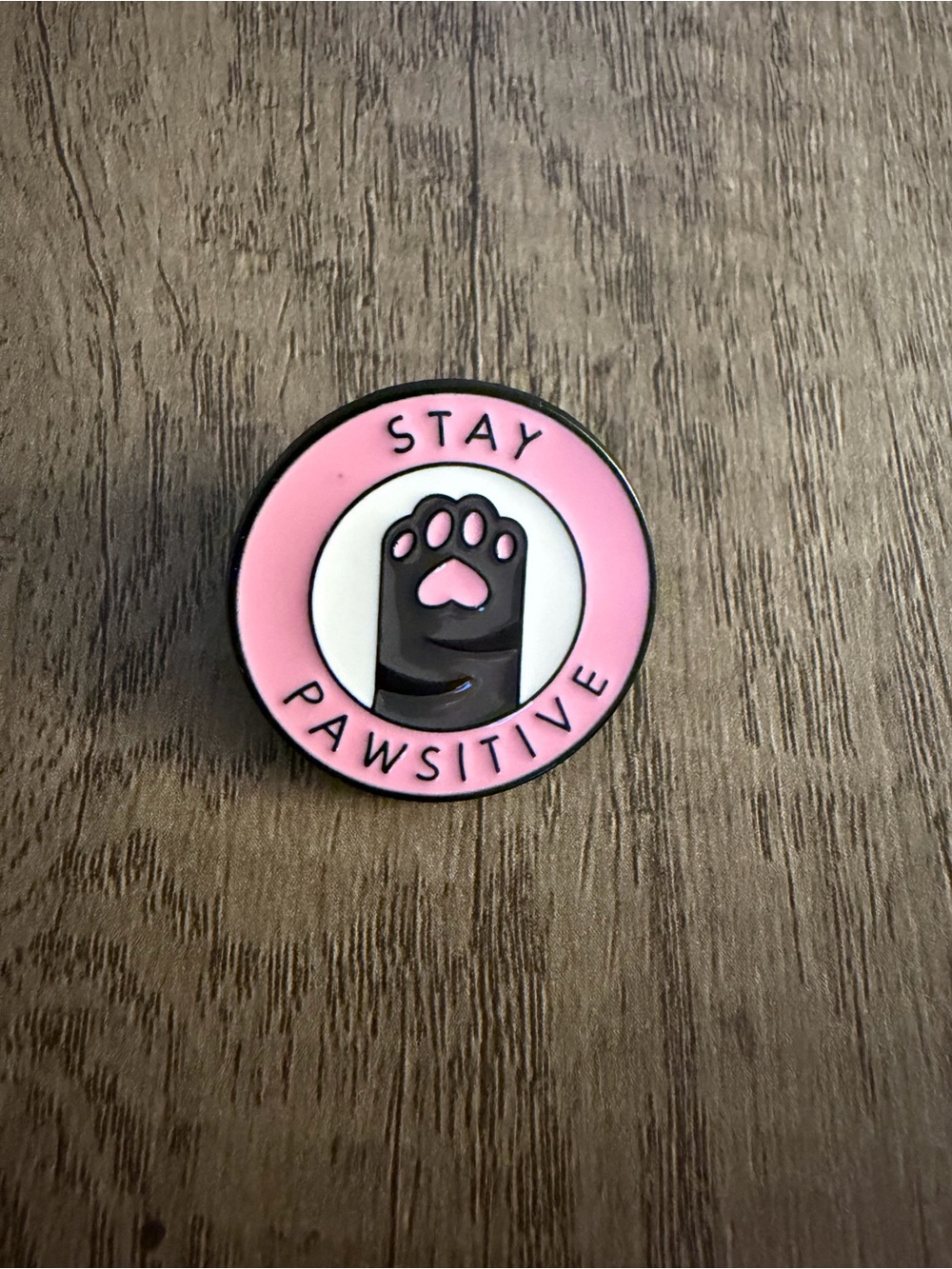 Stay Pawsitive Pink Enamel Dog Pin